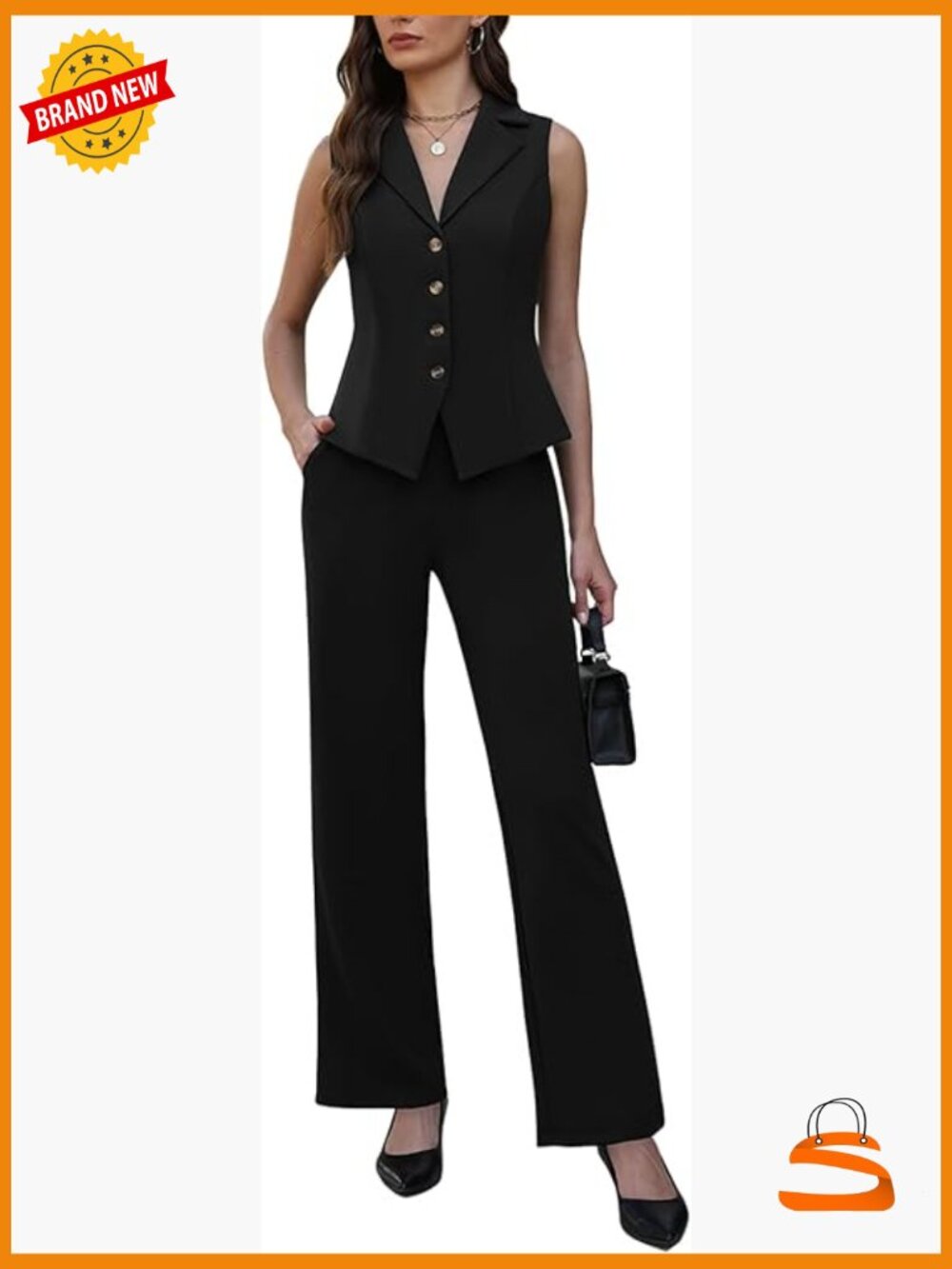 Sleeveless Vest 2 Piece Pantsuit Set Business Professional Women's Suit